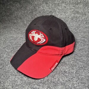 Vintage Spiderman Hat Cap Strap Back Red Black Marvel Adjustable 2005 VTG‎